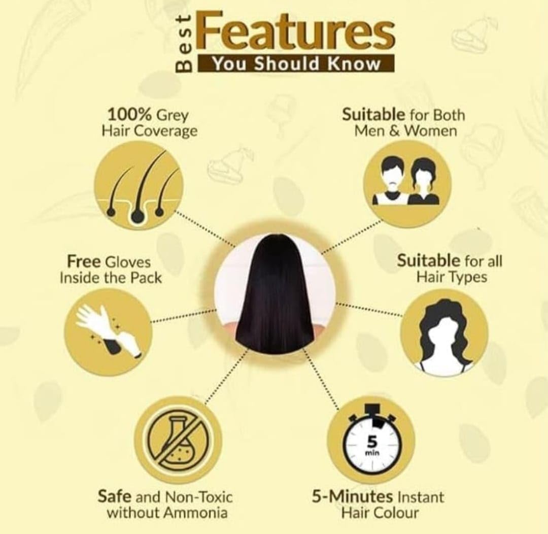 Hair Dye Instant Black Hair Shampoo for Women & Men, 100ML -