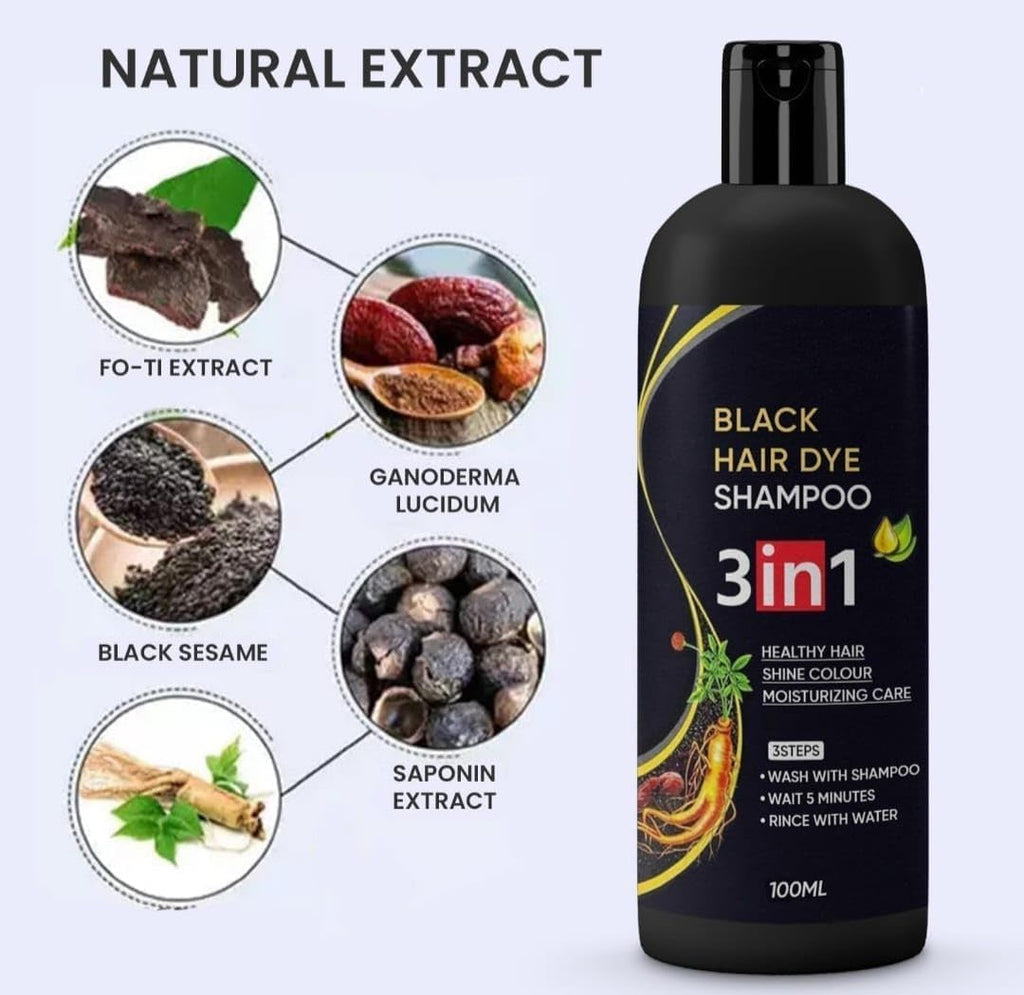 Hair Dye Instant Black Hair Shampoo for Women & Men, 100ML -